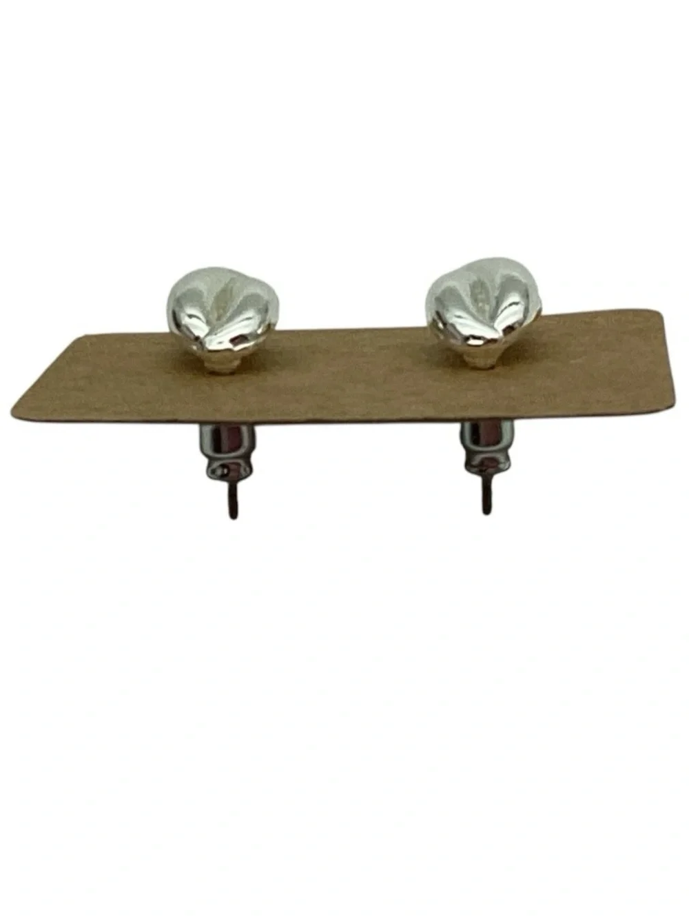 Chunky Sculpted Silver Tone Stud Earrings (NWT)
